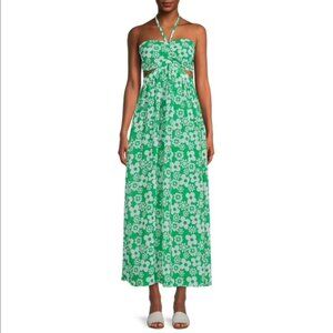 New No Boundaries Juniors' Cutout Relaxed Green Floral Maxi Dress, size XXXL